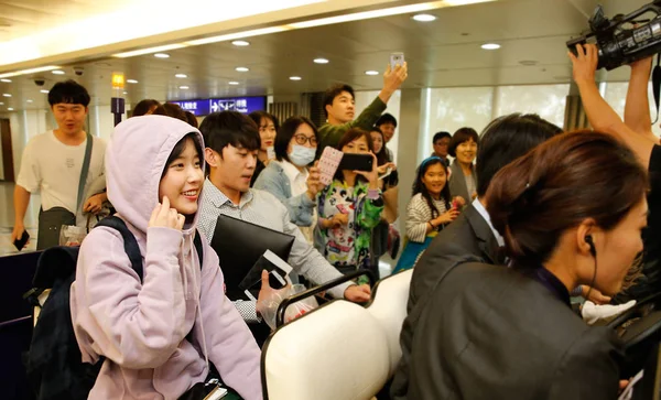 Cantante Actriz Surcoreana Lee Eun Profesionalmente Conocida Como Llega Aeropuerto — Foto de Stock