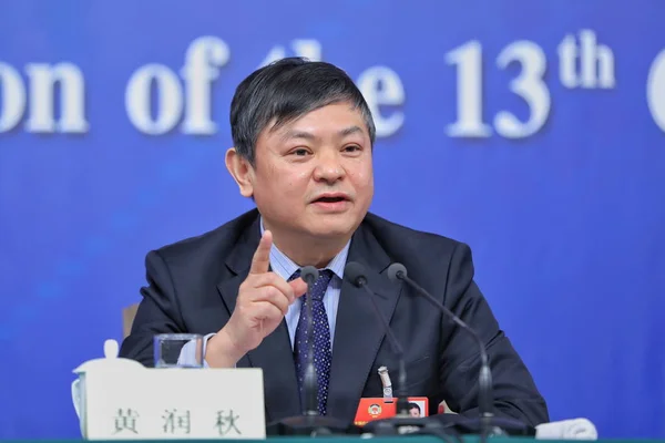 Huang Runqiu Vice Minister Ochrony Środowiska Wiceprzewodniczący Centralnego Komitetu Jiu — Zdjęcie stockowe