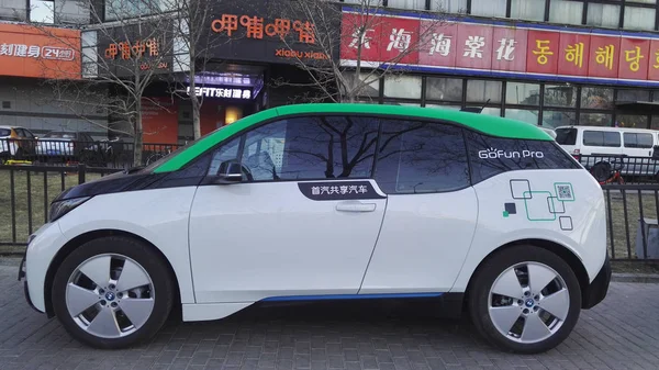 Вид Bmw Електричний Транспортний Засіб Китайської Служби Обміну Автомобілів Gofun — стокове фото