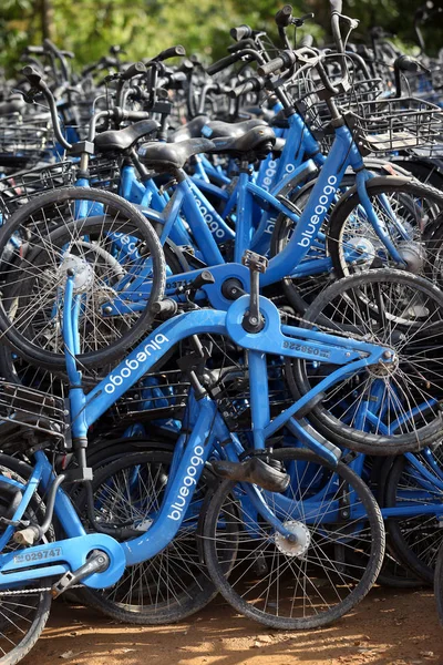 Vue Des Vélos Partagés Bluegogo Service Chinois Taxis Autopartage Didi — Photo