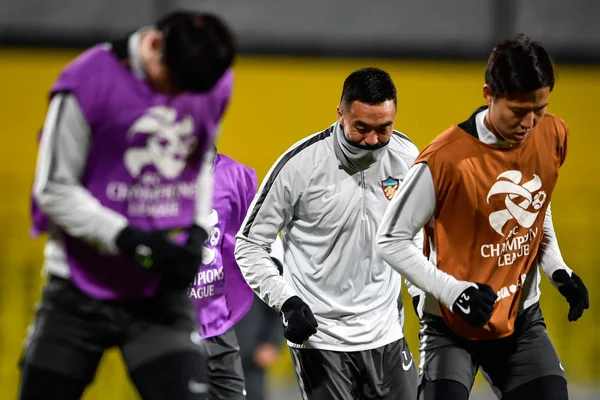 Joueurs Chine Tianjin Quanjian Prendre Part Une Séance Entraînement Pour — Photo