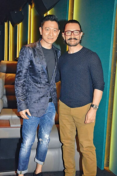 Acteur Indien Aamir Khan Droite Acteur Chanteur Hong Kong Andy — Photo