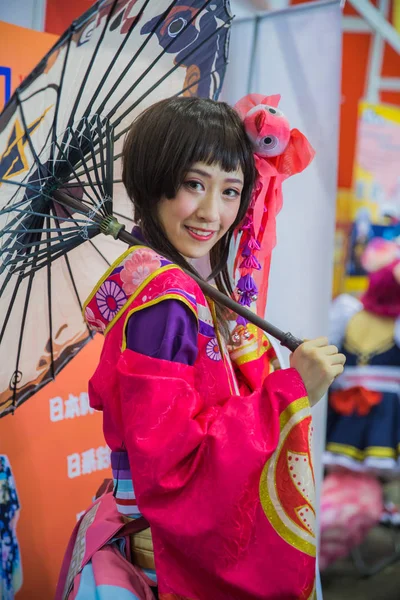 Chiński Coser Ubrany Kostium Cosplay Pozuje Podczas Animation Comics Beijing — Zdjęcie stockowe