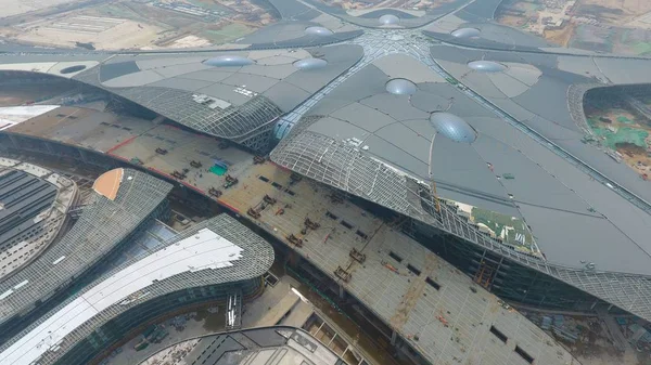 Vista Aérea Del Sitio Construcción Del Nuevo Aeropuerto Beijing Distrito —  Fotos de Stock