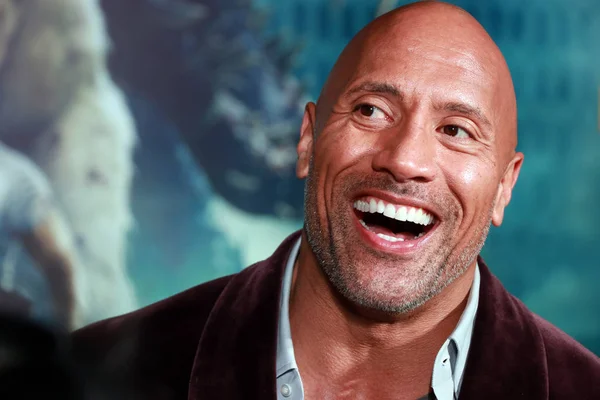 Amerikansk Skådespelare Dwayne Johnson Sköter Presskonferens Inför Sin Nya Film — Stockfoto