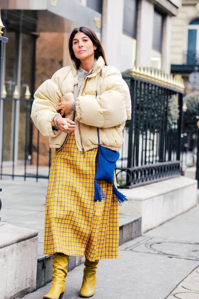 Paseos Peatonales Moda Por Calle Durante Semana Moda París Otoño — Foto de Stock