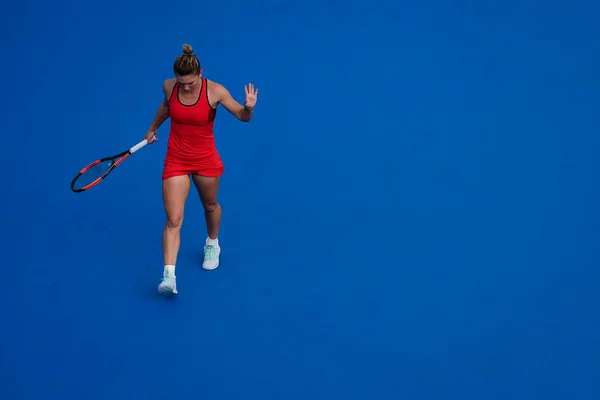 Simona Halep Románia Visszatér Egy Lövés Aryna Sabalenka Fehérorosz Női — Stock Fotó