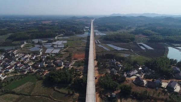 Luftaufnahme Der Baustelle Des Langxi Abschnitts Für Die Hochgeschwindigkeitsbahn Shangqiu — Stockfoto