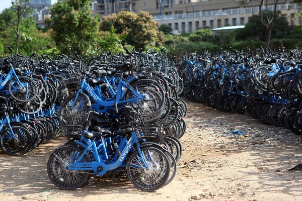 Vue Des Vélos Partagés Bluegogo Service Chinois Taxis Autopartage Didi — Photo