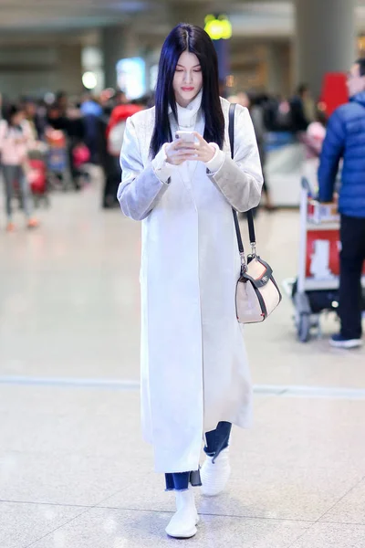 Chinese Model Sui Pictured Beijing Capital International Airport Beijing China — Stock Photo, Image