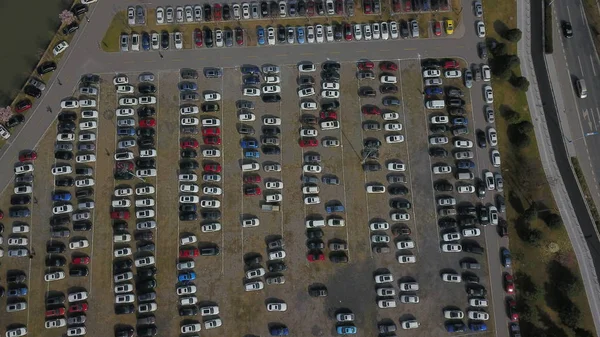 Vista Aérea Miles Vehículos Pertenecientes Visitantes Estacionados Estacionamiento Del Jardín —  Fotos de Stock