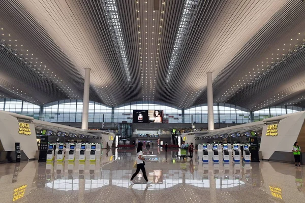 Vista Interior Terminal Aeroporto Internacional Guangzhou Baiyun Cidade Guangzhou Província — Fotografia de Stock