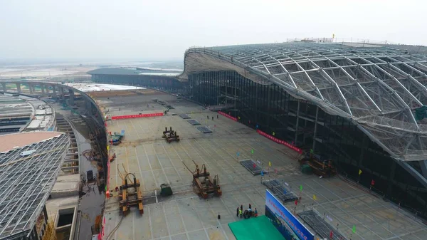 Вид Воздуха Строительную Площадку Нового Аэропорта Пекина Районе Дасин Пекин — стоковое фото
