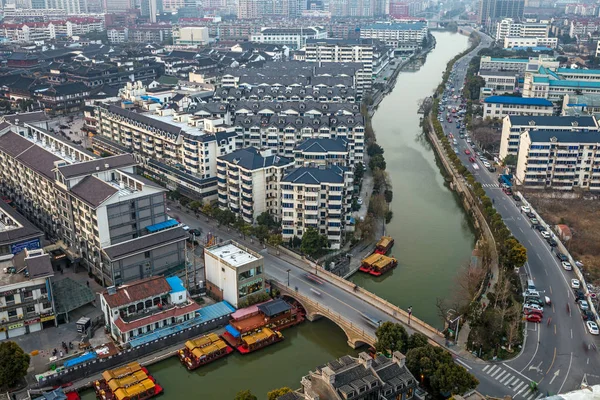 Cityscape Budynków Mieszkalnych Wzdłuż Rzeki Wuxi Miasta Wschodnia Chiny Prowincji — Zdjęcie stockowe