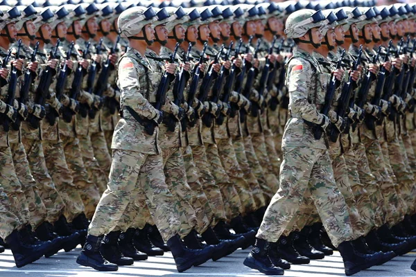 Soldados Chineses Pta Exército Libertação Popular Marcham Pelo Rostro Tian — Fotografia de Stock