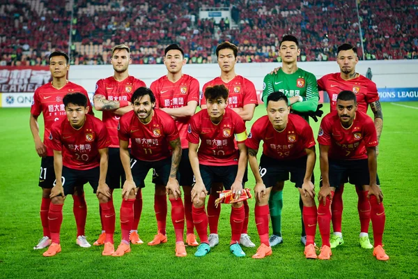 Los Jugadores Alineación Titular Del Guangzhou Evergrande Taobao China Posan — Foto de Stock