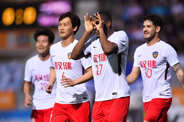French Soccer Player Anthony Modeste China Tianjin Quanjian Poses Celebrate — Stock Photo, Image