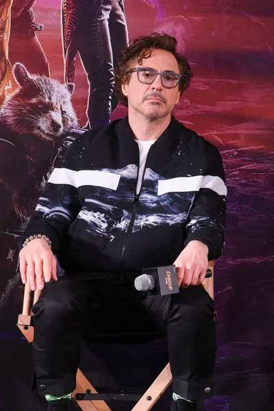 Amerikaans Acteur Zanger Robert Downey Woont Een Persconferentie Voor Nieuwe — Stockfoto