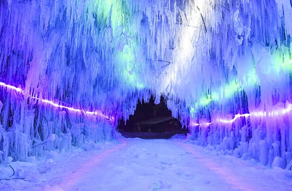 Vista Interior Una Cueva Hielo 200 Metros Largo Lugar Escénico — Foto de Stock