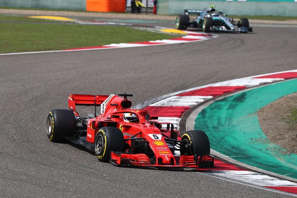 Alemão Sebastian Vettel Ferrari Compete Durante Grande Prêmio China Fórmula — Fotografia de Stock