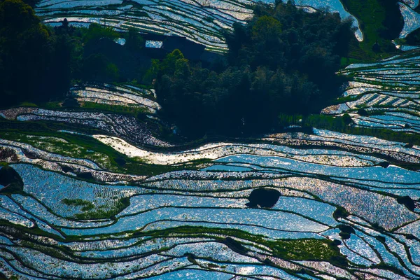 Пейзаж Террасовых Полей После Севооборота Округе Сюйюн Город Лучжоу Провинция — стоковое фото