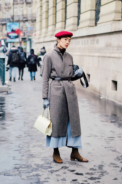 Eine Trendige Fußgängerzone Während Der Pariser Modewoche Herbst Winter 2018 — Stockfoto