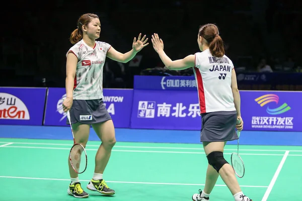 Misaki Matsutomo Right Japan Interacts Ayaka Takahashi Scoring Compete Yuki — Stock Photo, Image