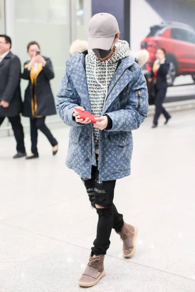 Cantante Actor Chino Han Fotografiado Aeropuerto Internacional Beijing Capital Beijing — Foto de Stock