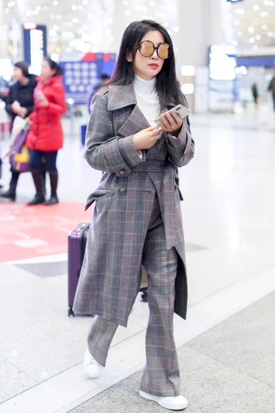 Chinese Actrice Bingbing Afgebeeld Beijing Capital International Airport Beijing China — Stockfoto