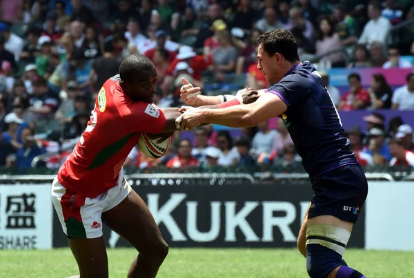 Kenya Concourt Contre Écosse Dans Match Rugby Lors Des Hong — Photo