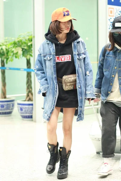 Taiwanese Singer Jolin Tsai Pictured Beijing Capital International Airport Beijing — Stock Photo, Image