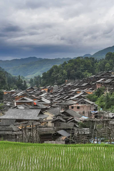 Θέα Στο Χωριό Ζχάνλι Στην Πόλη Gaozeng Στην Κομητεία Τάτσζιγκ — Φωτογραφία Αρχείου