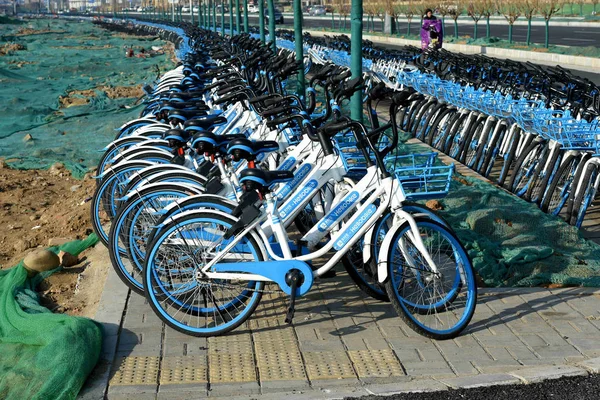 Des Vélos Hellobike Autres Services Chinois Partage Vélos Sont Alignés — Photo