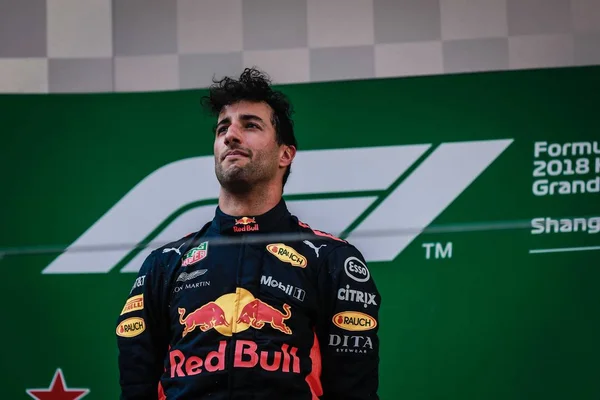 Piloto Australiano Daniel Ricciardo Red Bull Racing Retratado Pódio Depois — Fotografia de Stock