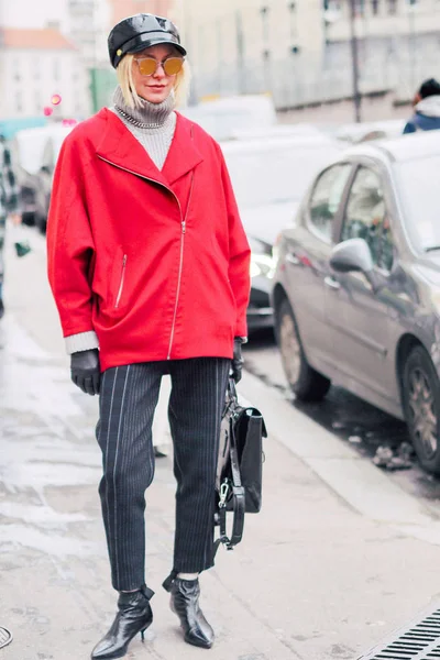 Paseos Peatonales Moda Por Calle Durante Semana Moda París Otoño — Foto de Stock