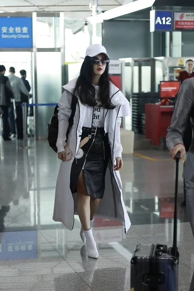 中国女演员范冰冰于2018年3月27日抵达北京首都国际机场 — 图库照片