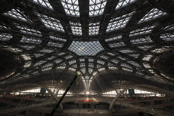 Новый Аэропорт Пекина Совместно Спроектированный Иракско Британским Архитектором Заха Хадидом — стоковое фото