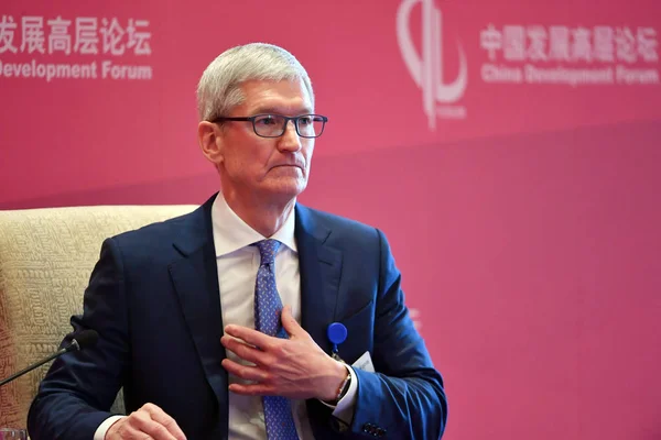 Tim Cook Ceo Apple Inc Tepki Verir Bir Alt Forum — Stok fotoğraf