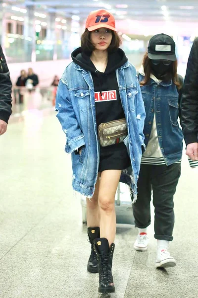 Taiwanese Singer Jolin Tsai Pictured Beijing Capital International Airport Beijing — Stock Photo, Image