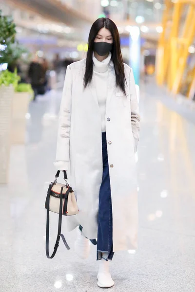 Chinese Model Sui Pictured Beijing Capital International Airport Beijing China — Stock Photo, Image