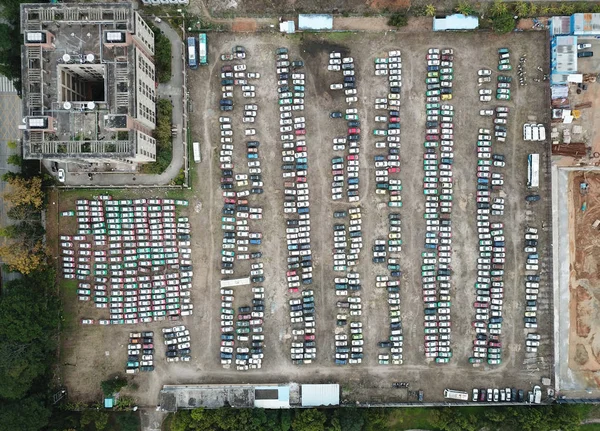 Miles Vehículos Detenidos Están Estacionados Estacionamiento Ciudad Shenzhen Provincia Guangdong —  Fotos de Stock