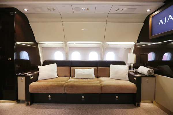 Vista Interior Cabina Airbus Acj318 Operado Por Abu Dhabi Jaber — Foto de Stock