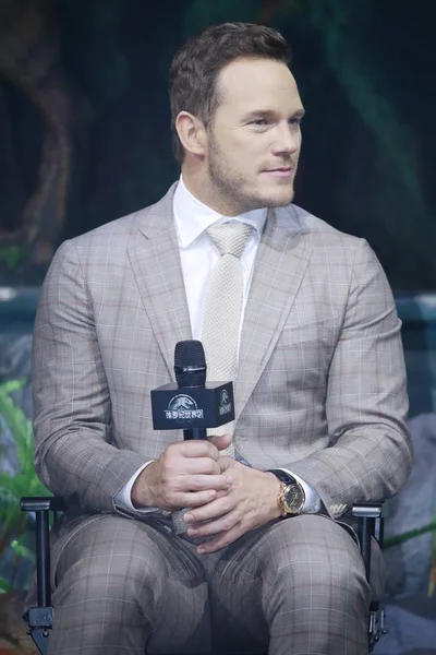 Actor Estadounidense Chris Pratt Asiste Una Conferencia Prensa Para Nueva — Foto de Stock