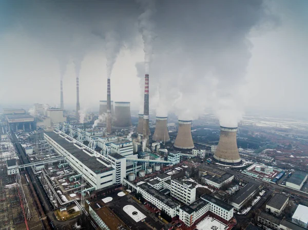 Smoke Discharged Chimneys Coal Fired Power Plant China Guodian Corporation — Stock Photo, Image