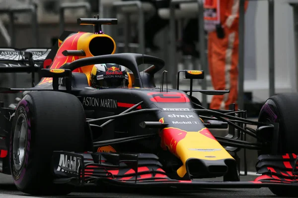 Piloto Australiano Daniel Ricciardo Red Bull Racing Entra Pit Durante — Fotografia de Stock