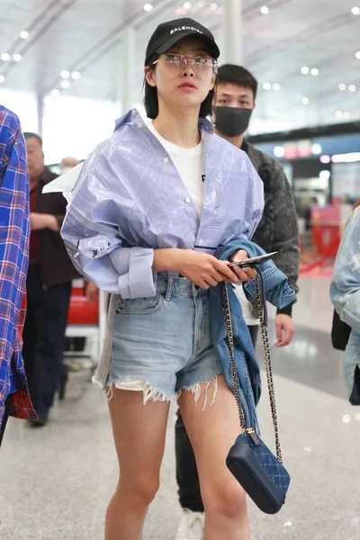 Chinese Singer Actress Victoria Song Song Qian Pictured She Arrives — Stock Photo, Image