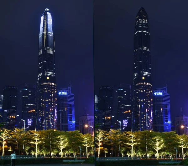 Composite Photo Shows Ping Finance Centre Upper Earth Hour Campaign — Stock Photo, Image