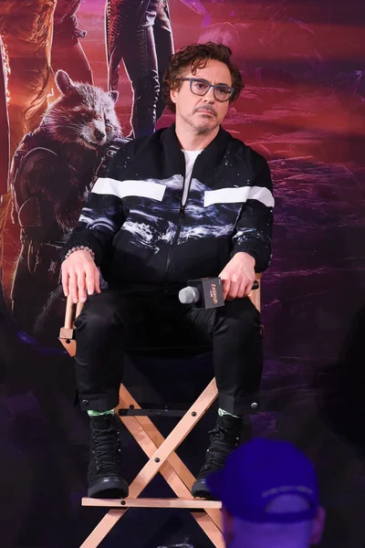 Amerikaans Acteur Zanger Robert Downey Woont Een Persconferentie Voor Nieuwe — Stockfoto