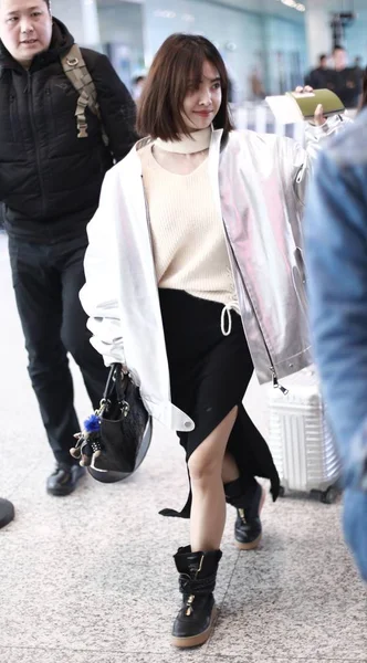 Taiwanese Singer Jolin Tsai Pictured Wenzhou Longwan International Airport Wenzhou — Stock Photo, Image