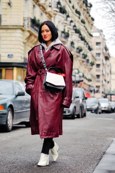 Paseos Peatonales Moda Por Calle Durante Semana Moda París Otoño — Foto de Stock